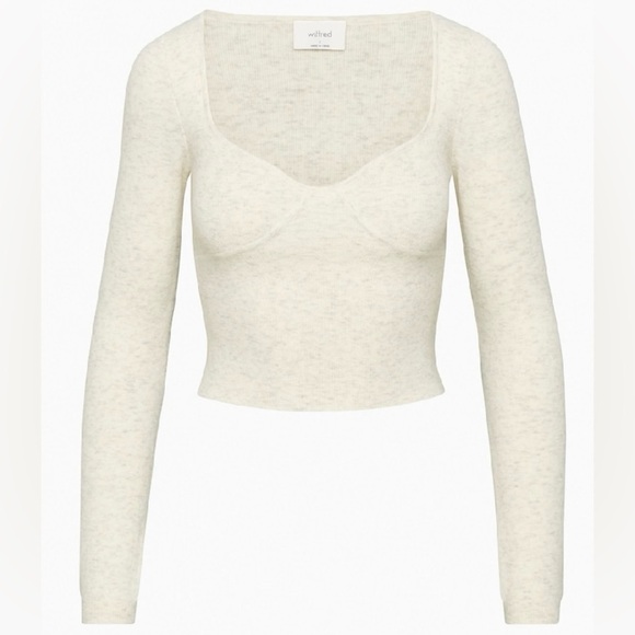 Aritzia Wilfred Wool Blend Greer Sweetheart Bustier Cream Sweater Size Small - Picture 13 of 14